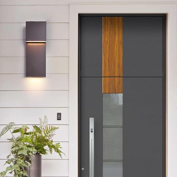 Modern Outdoor Indoor Integrated LED Wall Sconce, 2-Light Total 17W, Bronze - Image 4