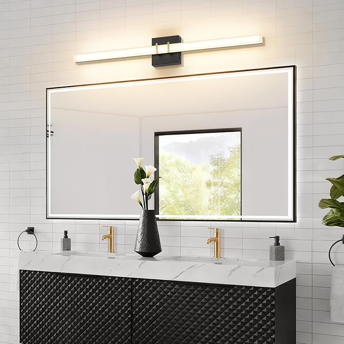 Modern Black and Brass Vanity Light Bar 32 Inch, 24W 5CCT Dimmable Bathroom - Image 2