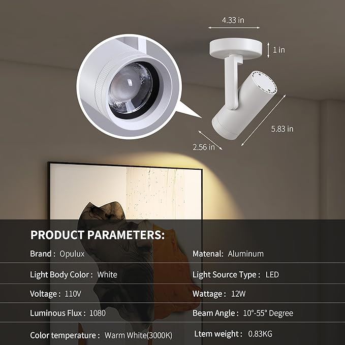 12W LED Dimmable Zoomable Ceiling Spotlight Indoor – Adjustable Surface Mount - Image 6