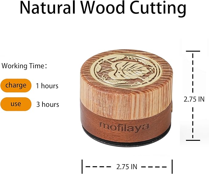 LED Night Light Wood -100% Handmade Cordless Lamp Rechargeable USB Battery - Image 2