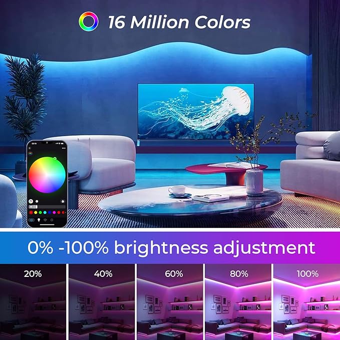 INDARUN RGB COB Led Strip Light 32.8ft, 5760 LEDs 10mm Width, Alexa Led Light - Image 5