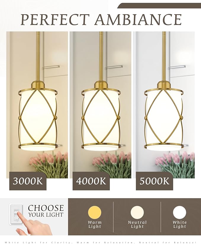 Brushed Gold Pendant Lights Kitchen Island, Modern 2 Pack Pendant Light - Image 5
