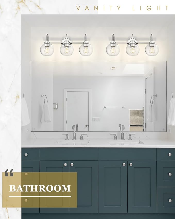 Bathroom Light Fixtures, 3-Light Brushed Nickel Vanity Lights Over Mirror - Image 4