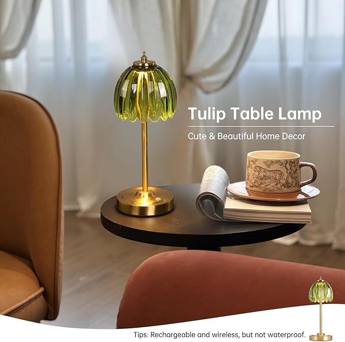 Tulip Table Lamp with 5000mAh Battery & Touch Control, Small Cordless Table - Image 6
