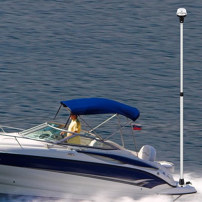 Telescoping Stern Light Anchor Light LED Extension Boat Navigation Lights Pole - Image 3