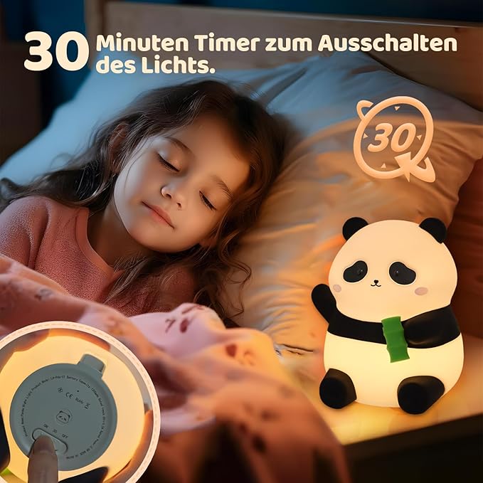 Panda Night Light, 50-Hour Battery & Pat-to-Change Brightness, Squishy Silicone - Image 4