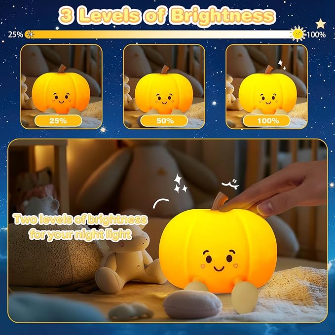 Night Light for Kids, Rechargeable Dimmable Silicone LED Nightlight, Baby - Image 2