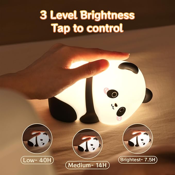 Lying Panda Night Light, Cute Baby Light 3 Level Dimmable, Nursery Nightlight - Image 3