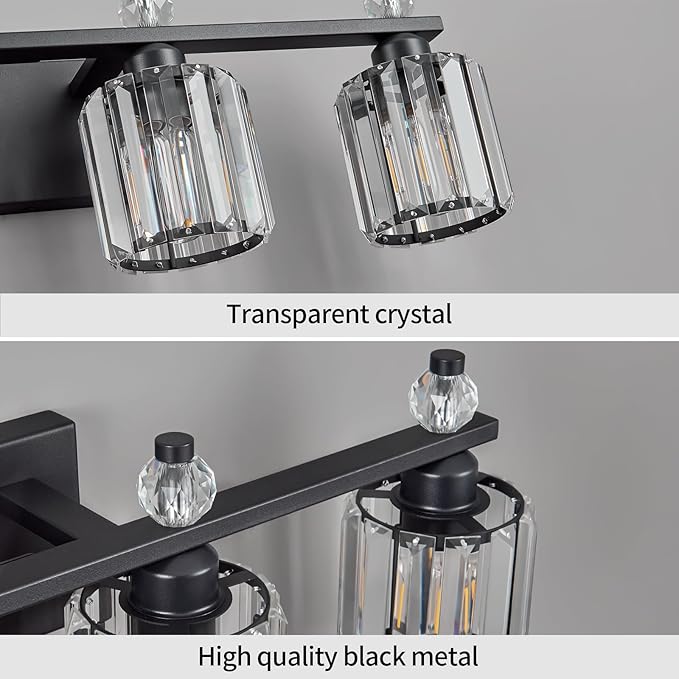 Bathroom Vanity Lights 4-Light Sand Black Modern Crystal Vanity Light Fixtures - Image 4