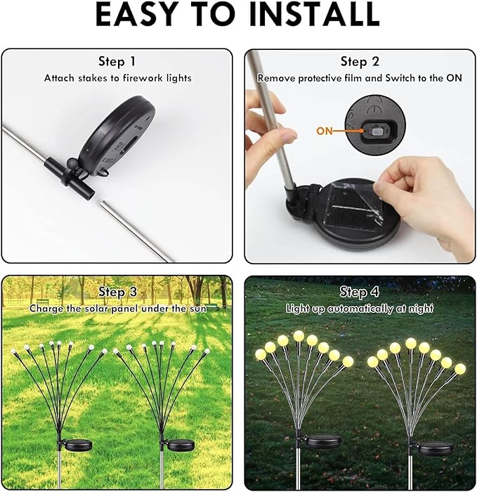 OZS 2Pack 16LED Solar Firefly Lights - Image 7