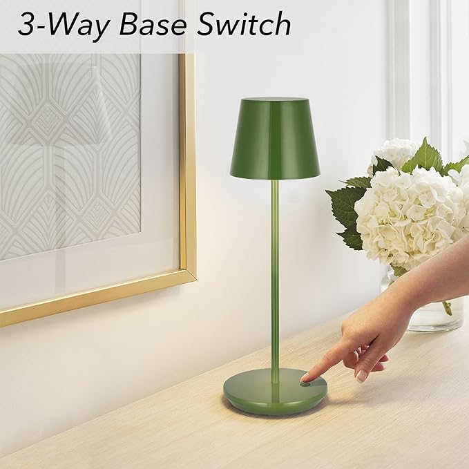 Generation Lighting Mena Accent Rechargeable Table Lamp – 14.5” Green Steel Lamp - Image 6