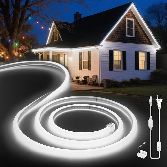LED Neon Lights Daylight White 6000K, 164ft 110-120V LED Strip Lights, Flexible by VOEWT