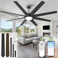 72 Inch Ceiling Fans with Lights and Remote Smart App, Indoor Black LED Big by StayCoolShineBright