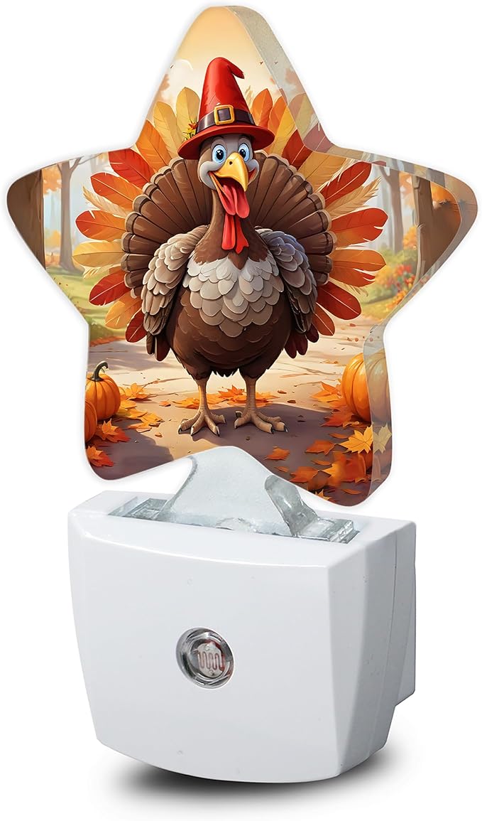 Fall Autumn Turkey Dusk to Dawn Star Night Light, Thanksgiving Day Smart Sensor by SNOWMOLLE