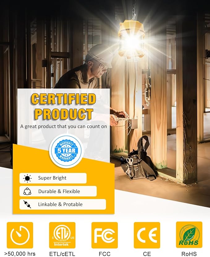 LED Temporary Work Light 100W 5000K 13, JC-LGL Outdoor Construction Lights Job - Image 6