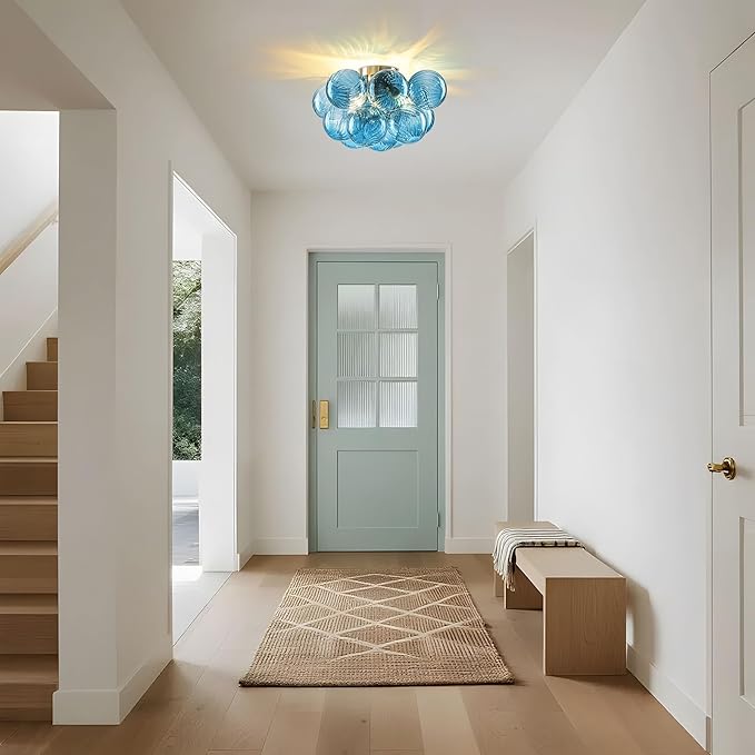 GoYeel Flush Mount Chandelier Gold, Kitchen Lights Ceiling Modern Glass Bubble - Image 3