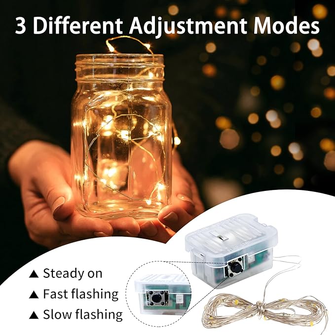 12 Pack Fairy Lights 7Ft 20 LED Twinkle String Lights 3 Modes Battery Operated - Image 3