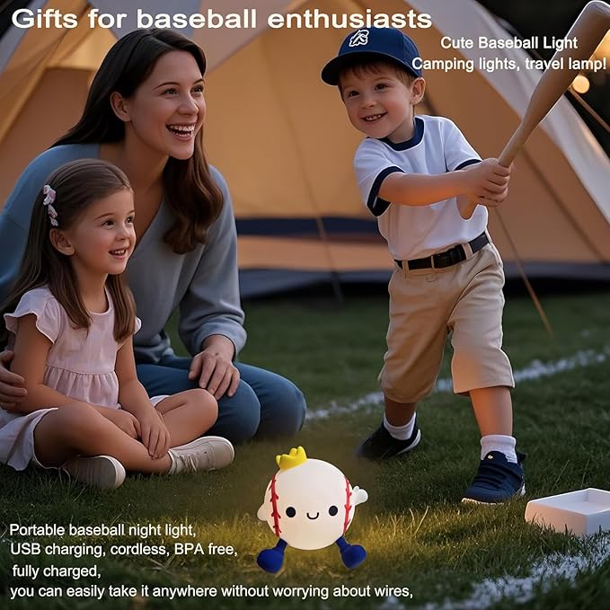 DREAMING MY DREAM Baseball Night Light, Cute Silicone Squishy Novelty LED Night - Image 4
