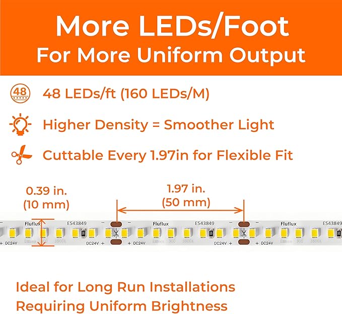 24V 2835 LED Strip Lights 3500K, UL Listed, High Density 160LEDs/m Tape Light - Image 6