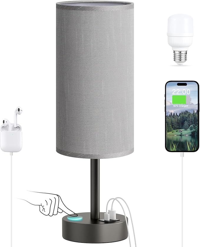Small Touch Bedside Lamp with USB by DicooolDirect