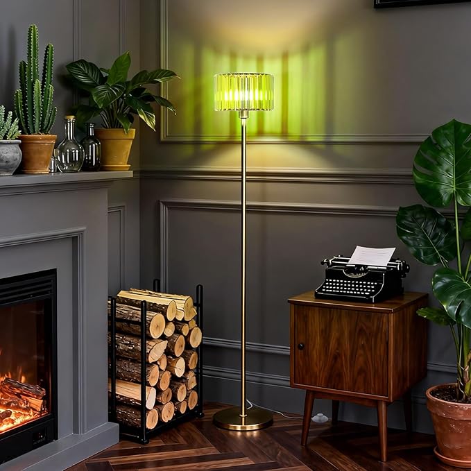 Gold Floor Lamp for Living Room, Vintage Standing Lamp, Mid Century Tall Lamp - Image 6
