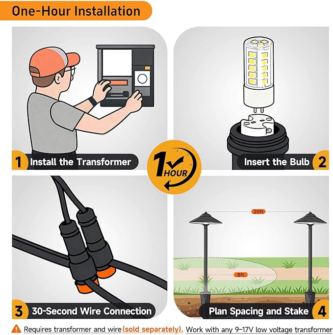 Gardenreet Brass Low Voltage Landscape Lighting - 12V LED Path Light IP65 - Image 8