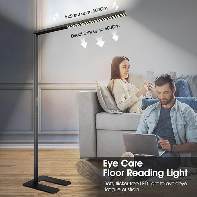 77"LED Floor Lamp, 80W Black Modern Free-Standing Lamp, 8000LM Dimmable High - Image 3