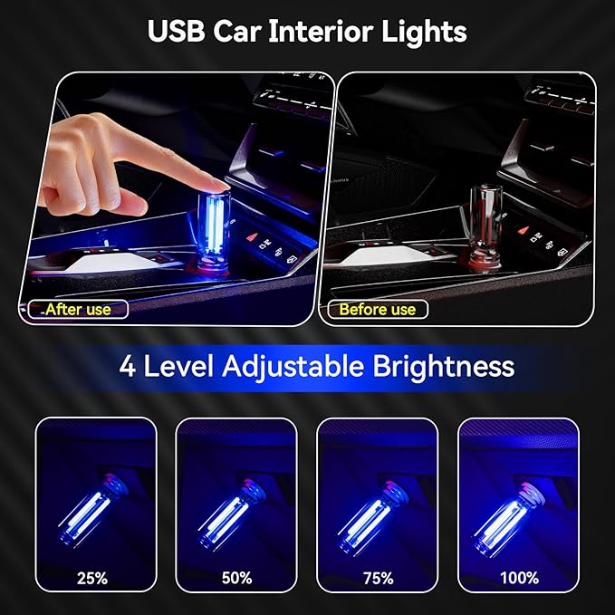 4 PCS USB Night Light Bulb, Portable Plug-in Retro Car Interior Ambient Lights - Image 3