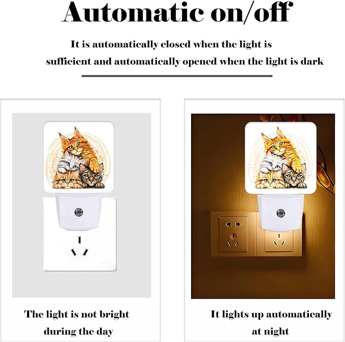 Colorful Cats Night Light, Plug-in Night Lights - Image 3