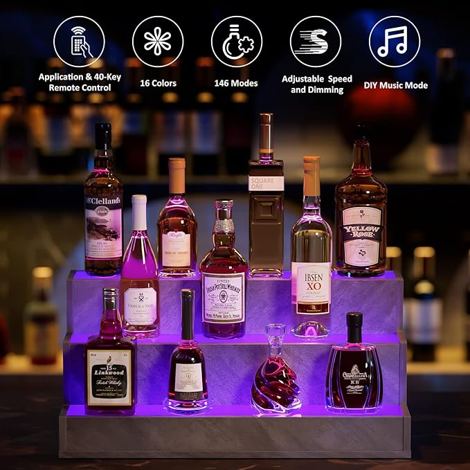 LED Lighted Liquor Bottle Display Shelf, 24 Inch Bar Display Shelf, DIY - Image 4