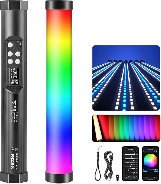 Mettlelite TLX1 RGB Tube Light LED Full Color Portable Video Light by Mettlelite