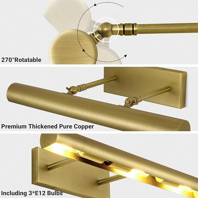Picture Light, 18inch Brass Picture Lights - Image 3