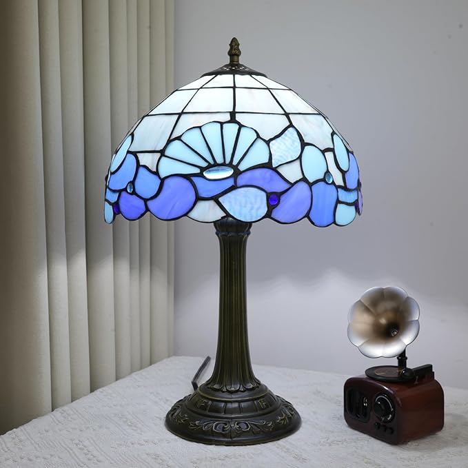Blue Sea Style Stained Glass Table Lamps Shell Tiffany Lamp Bedroom Bedside by TIFLRIS