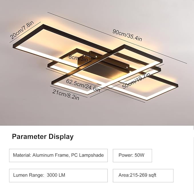 GEADI Large Modern LED Ceiling Light, 35.4" Dimmable Flush Mount Ceiling Lights - Image 4