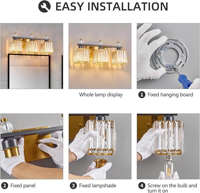 3-Light Modern Crystal Vanity Light - Image 7