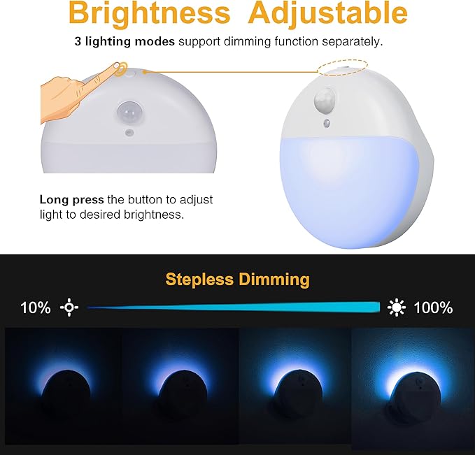 2 Pack Azure Battery Night Light, Motion Activated Night Light, 2.6" Small - Image 5