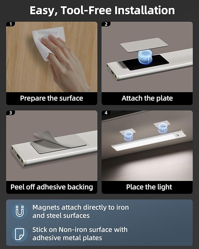 Under Cabinet Lights, Motion Sensor Light Indoor, Wireless Closet Lights - Image 7