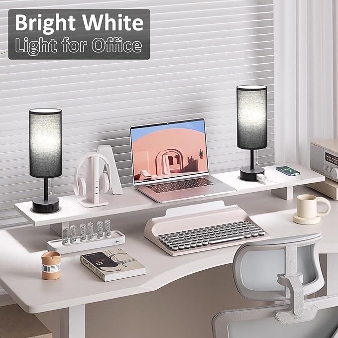 Fenmzee Black Bedside Table Lamps Set of 2-3 Color Temperatures Pull Chain Lamp - Image 5