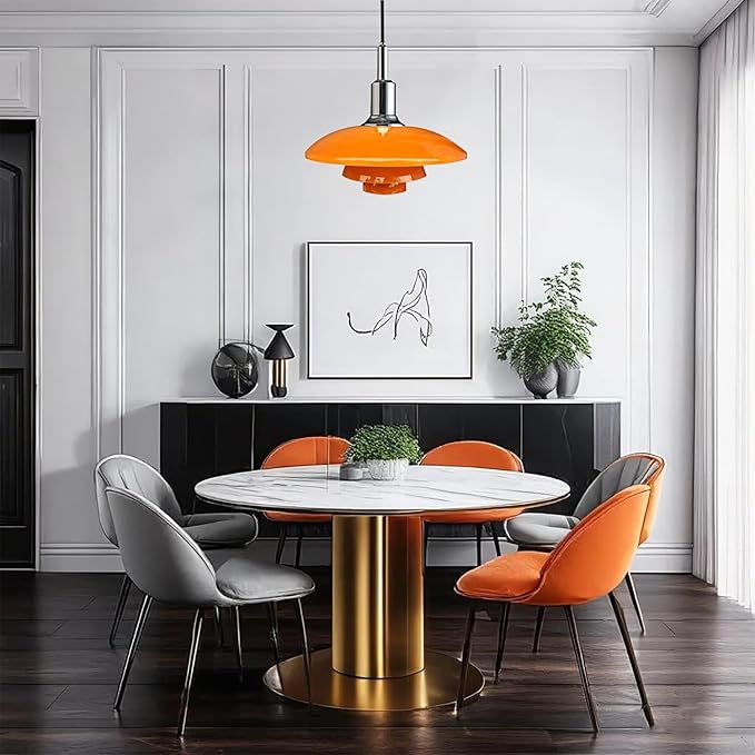 Pendant Light Orange Danish Ceiling light Mid Century Pendant Lamp 3-Layer - Image 6