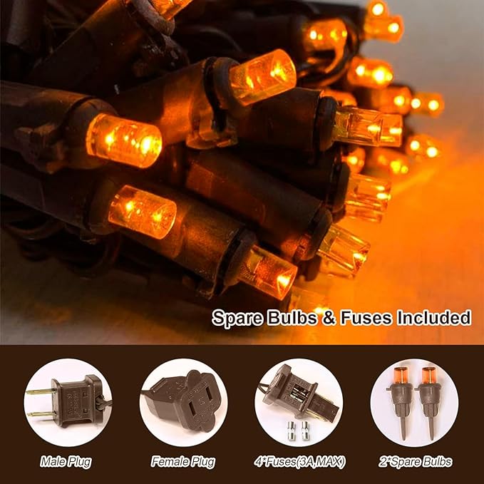 LAMPHOME Orange Halloween Lights- 21.6FT100 LED Christmas Lights, Mini led - Image 2