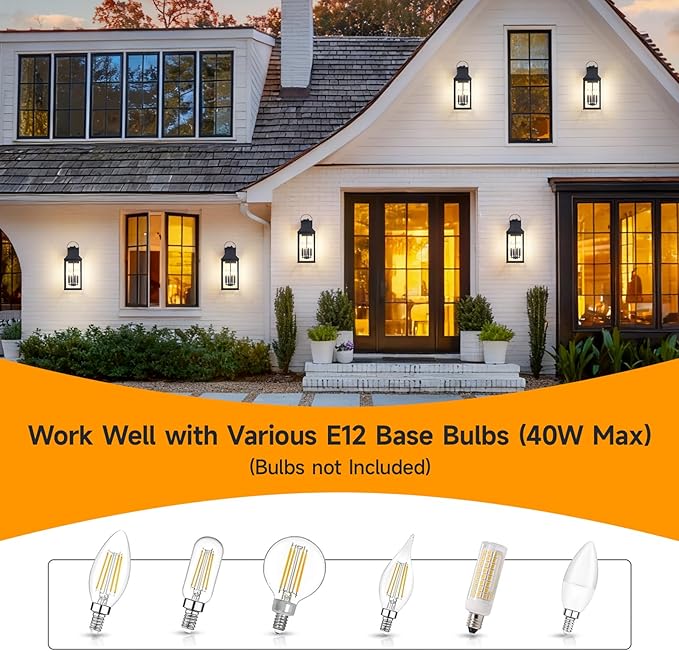tewei Dusk to Dawn Outdoor Wall Lantern, 4-Light Modern Exterior Lighting - Image 3