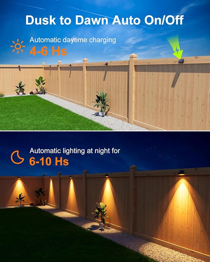 12 Pack Decorative Solar Powered Fence Lights Outdoor Waterproof - Image 4