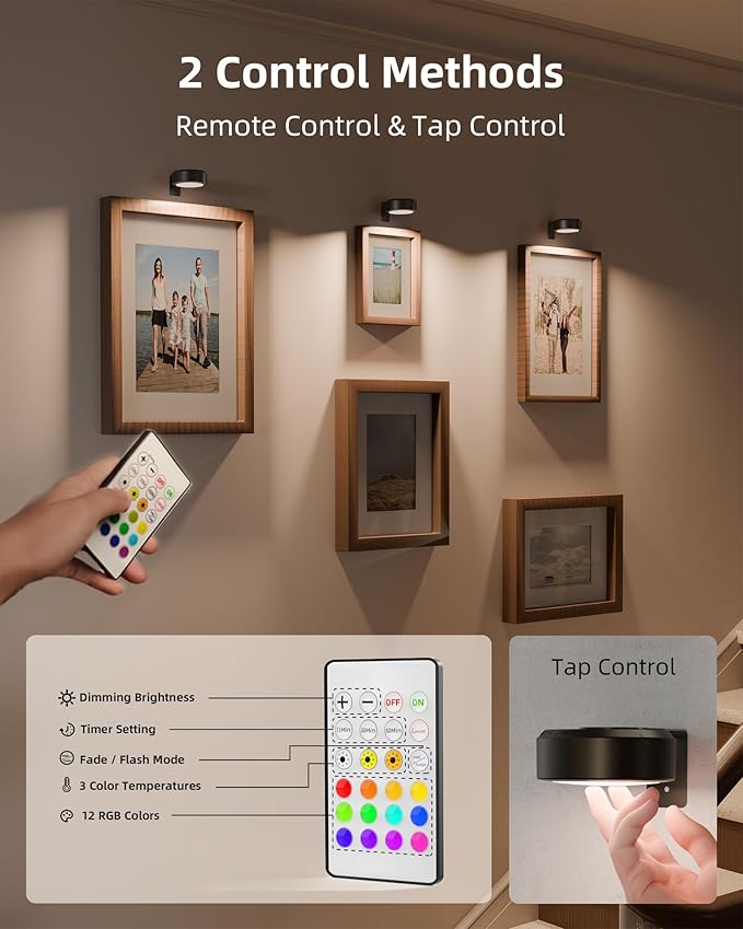 EZVALO Picture Lights for Wall, 2000mAh Rechargeable Battery Magnetic Poster - Image 5
