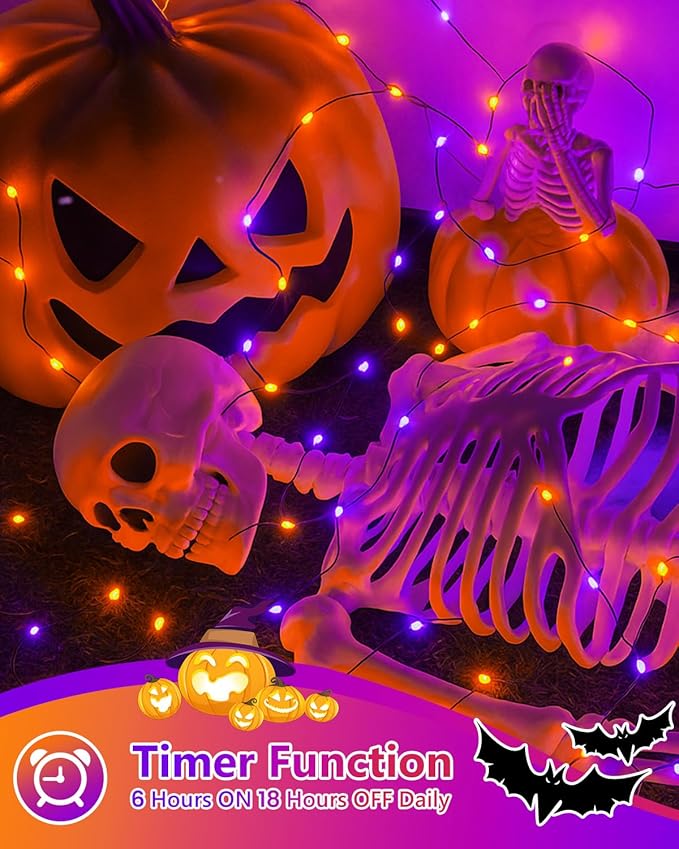 4 Pack 60LED Orange & Purple Fairy Lights Battery Operated - Image 4