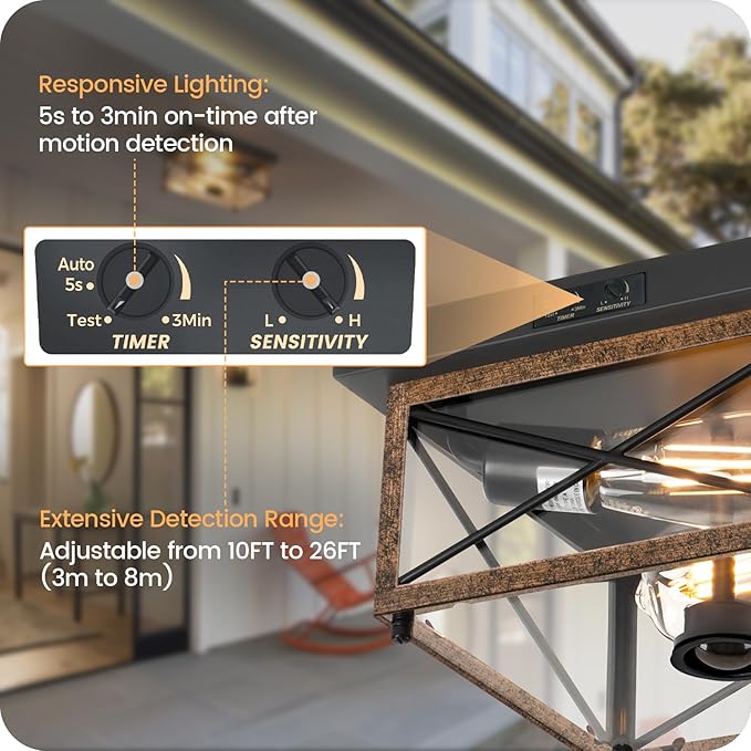 Outdoor Ceiling Light with Motion Sensor, Flush Mount Porch Ceiling Lights - Image 6