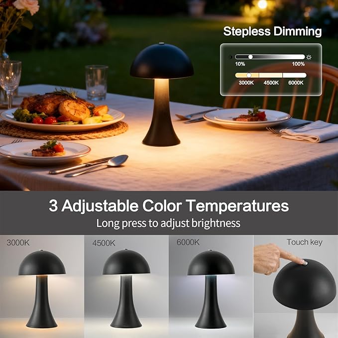 Cordless Table Lamp, Portable LED Desk Lamps, 1800mAh Battery Operated - Image 3