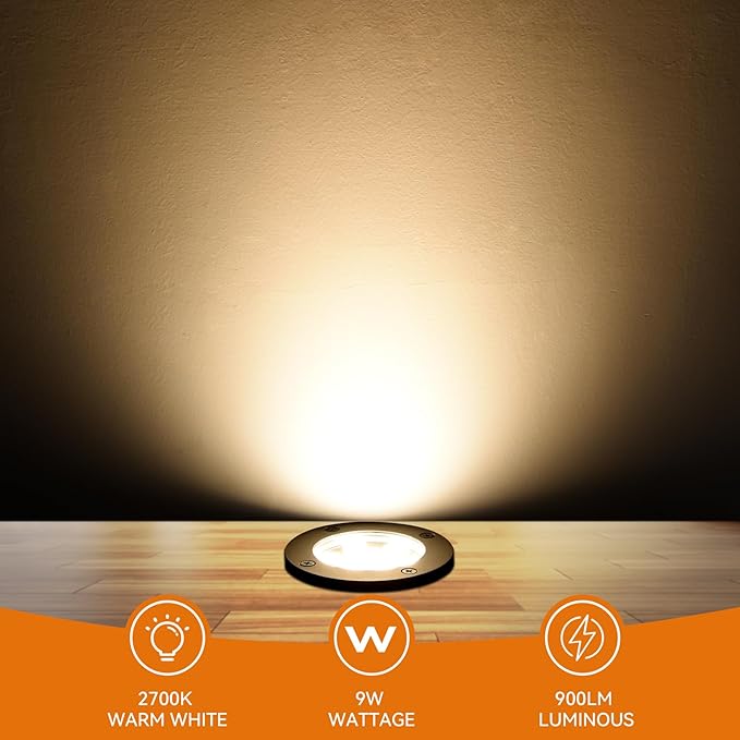9W Low Voltage Landscape Lights, AC/DC 12-24V In-Ground Lights IP68 Waterproof - Image 6