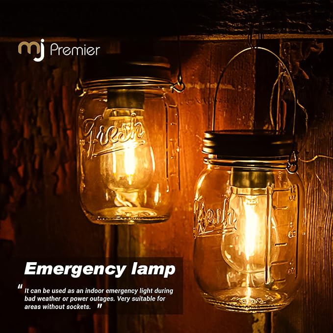 Outdoor Mason Jar Lights Hanging, Battery Operated Vintage Glass Light - Image 5