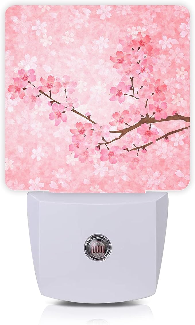 Cherry Blossoms Night Light, Spring Flower Night Lights Plug into Wall by Oeaskly