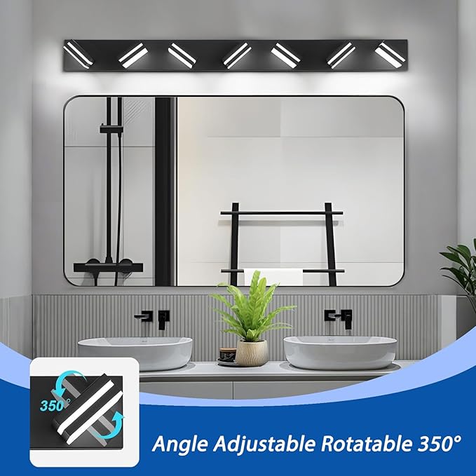 IZORRO LED Modern Bathroom Lights Fixtures, Matte Black Acrylic Wall Lighting - Image 2